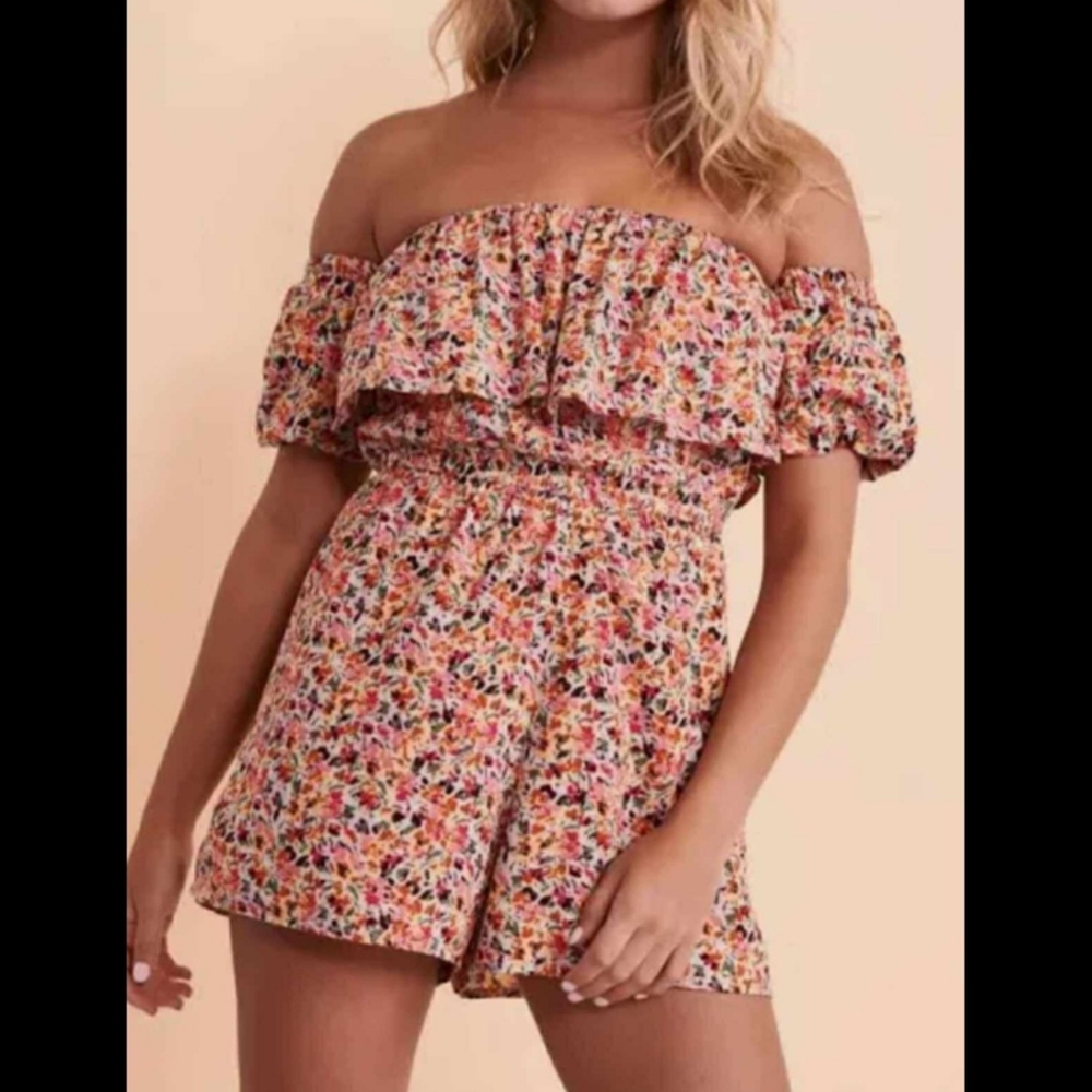 Roxy Floral Off-Shoulder Romper - Multicolor